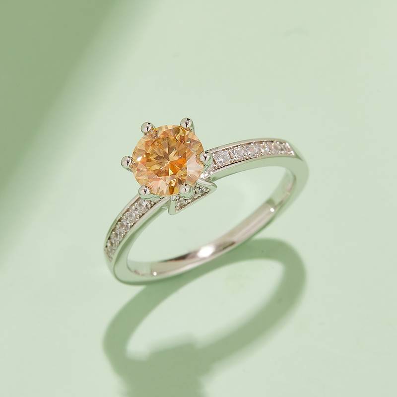 直臂五湖四海微镶S925银镀白金MoissaniteWomen's Ring1ctD级